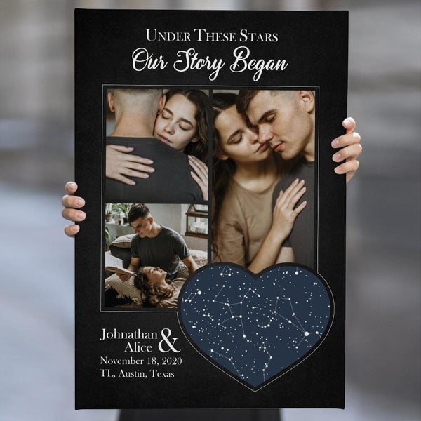 Under These Stars Our Story Began Canvas Personalized Couple Gift Anniversary Gift Hn