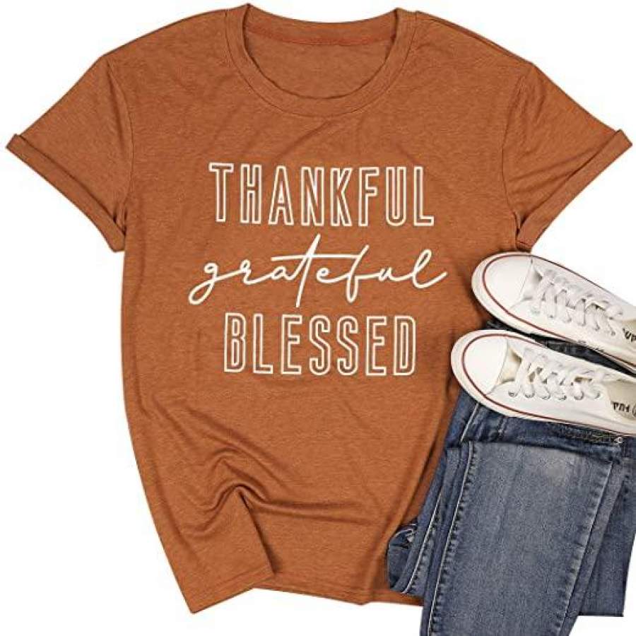 Grateful Thankful Blessed T-Shirt Thanksgiving