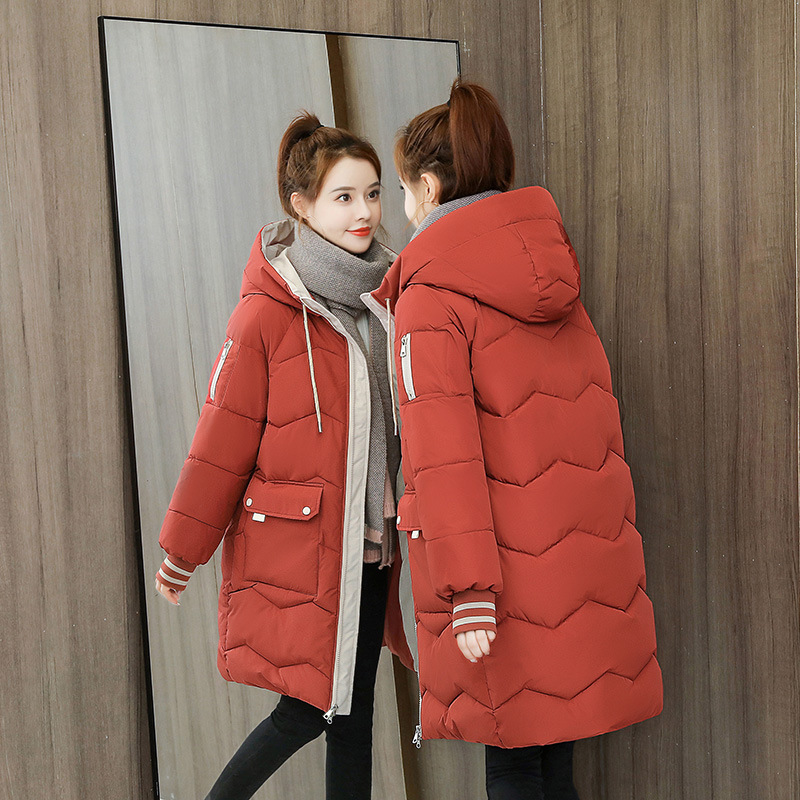 2022 Winter Women Jacket Coats Long Parkas Female Down cotton Hooded Overcoat Thick Warm Jackets Windproof Casual Student Coat alx