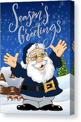 New England Patriots Touchdown Santa Claus Christmas Cards 1 Joe Hamilton Canvas Print