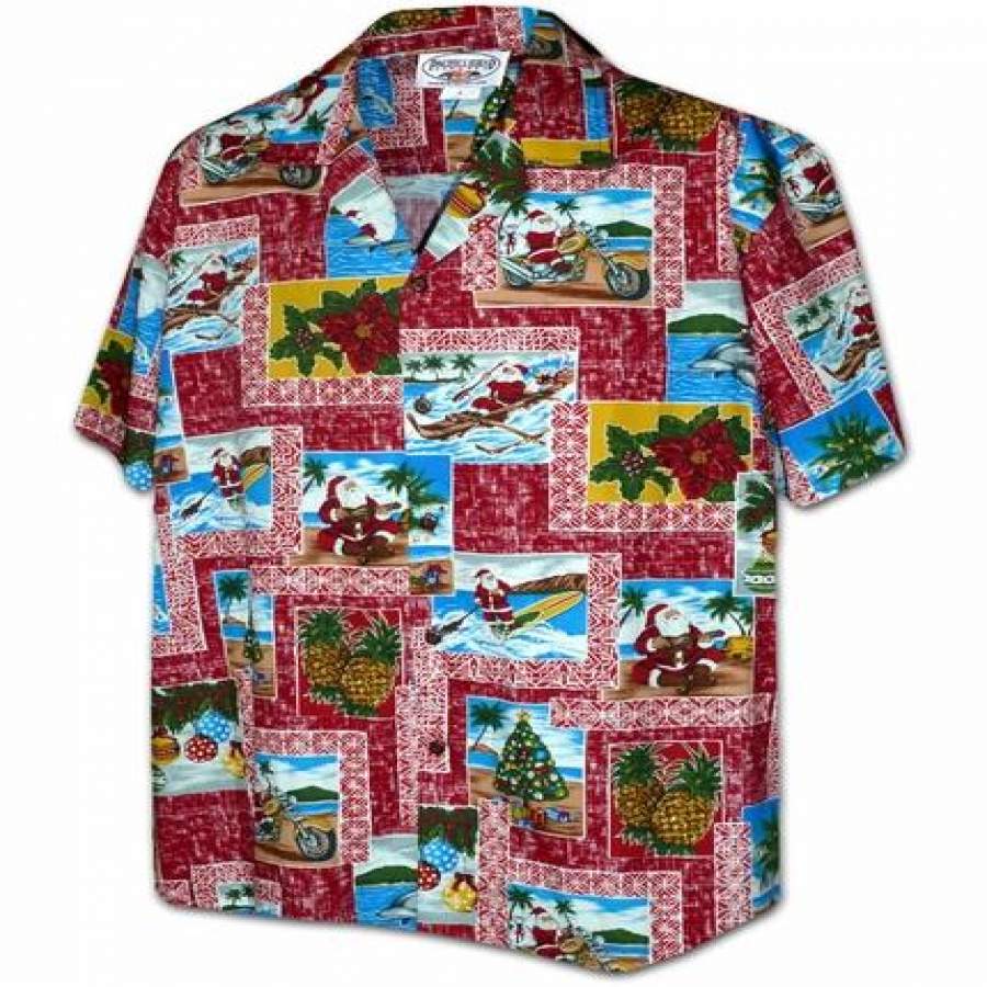 Santa In Paradise Red Hawaii Shirt Ha65445