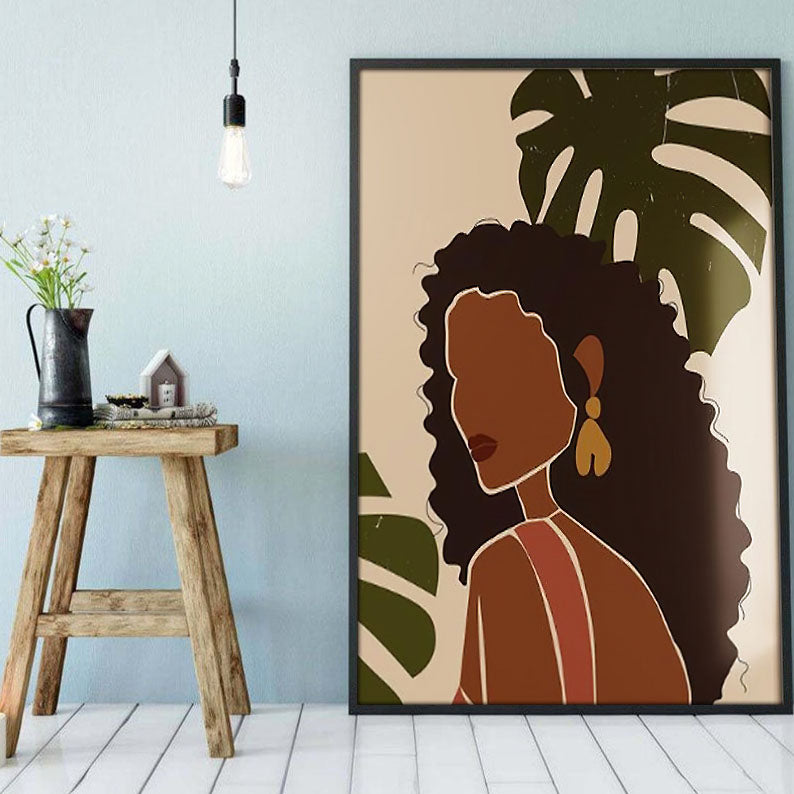 Black African American Canvas Art Holiday Afro Poster Black Woman Afro Man Pretty Ready To Hang Canvas Wall Art