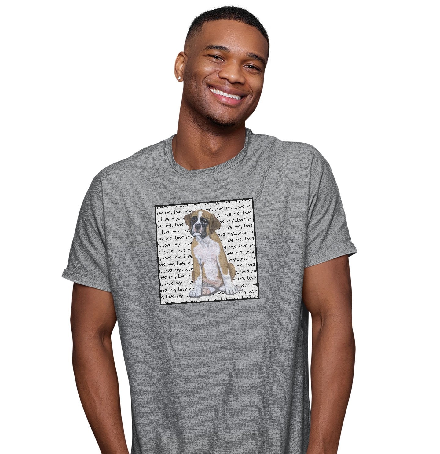 Boxer Puppy Love Text – Adult Unisex T-Shirt