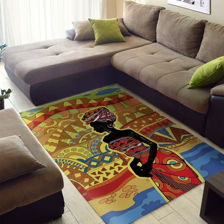 Wonderprint Area Rug African Figure Drawing Area Rug  Lt10