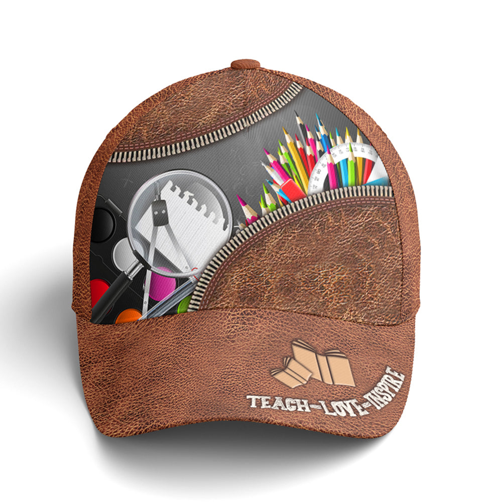 Teach Love Inspire Classic Leather Style Baseball Cap Coolspod