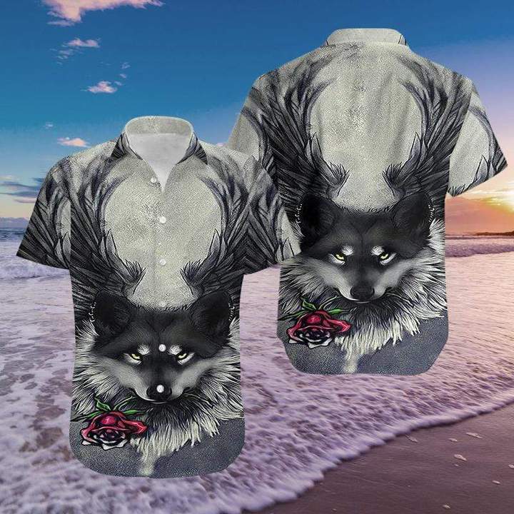 Wolf And Rose Hawaiian Shirt | Unisex | Adult | Hw6106