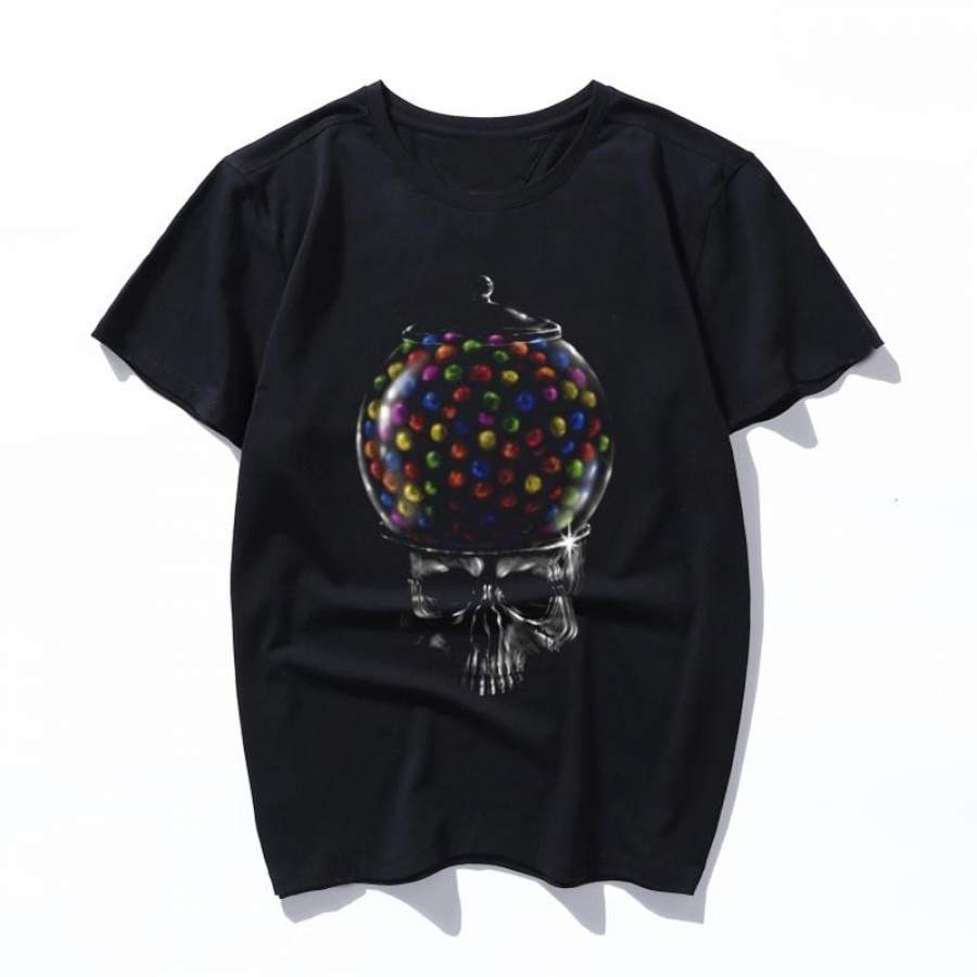 skull candy Summer Women T-Shirt Cartoon Print O Neck Short Sleeve Cotton T Shirt Harajuku Tshirt Men Casual Plus Size Funny Tops