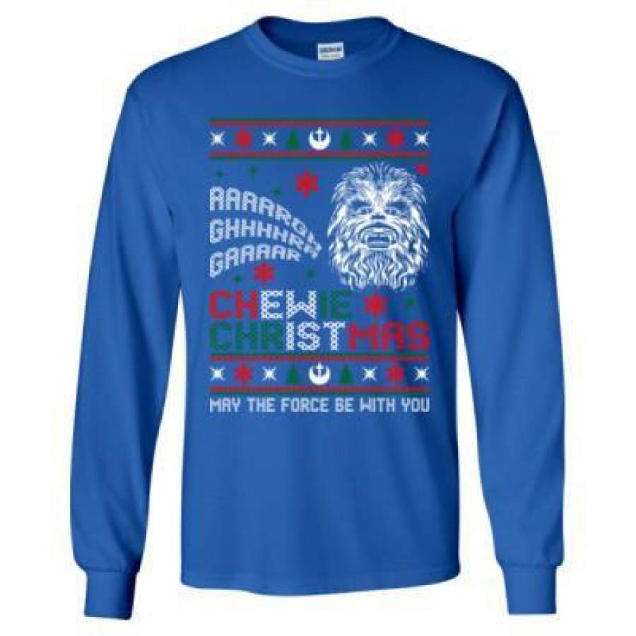 AGR Chewie Ugly Christmas Sweater May The Force Be With You – Long Sleeve T-Shirt