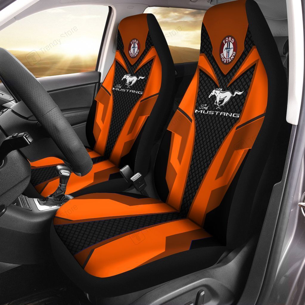 FORD MUSTANG CAR SEAT COVER (SET OF 2) VER3 (ORANGE)