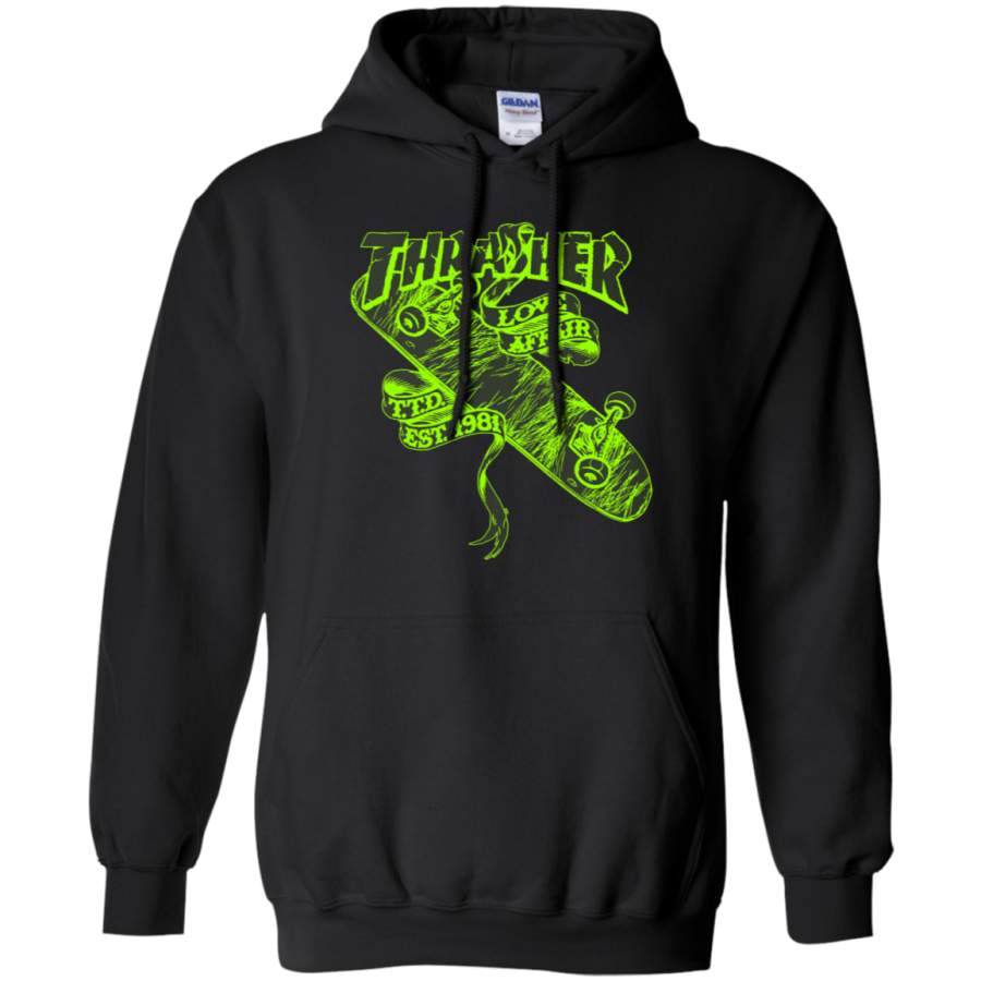 Thrasher Love Affair TTD EST 1981 green logo Pullover Hoodie