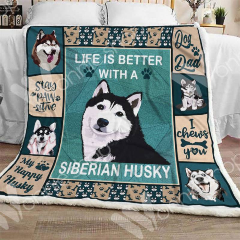 Siberian Husky Dog Sherpa Blanket OCT2303 76O49