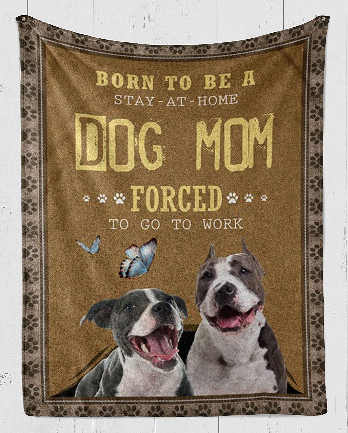 Fleece Blanket -Pitbull Fleece Blanket-Born to be a Dog Mom-Fleece Blanket 3D Soft Cozy Lightweight Durable Plush Throw Blanket for Bedroom Living, Gift for Friend and Relative