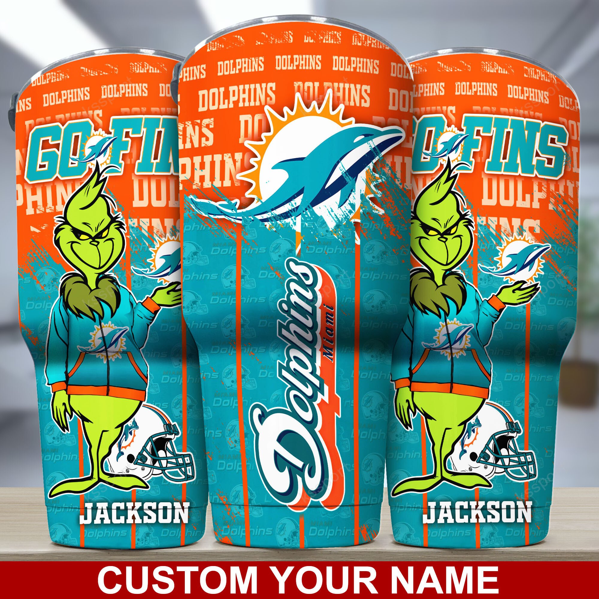 Miami Dolphins Custom Name Tumbler Bg107