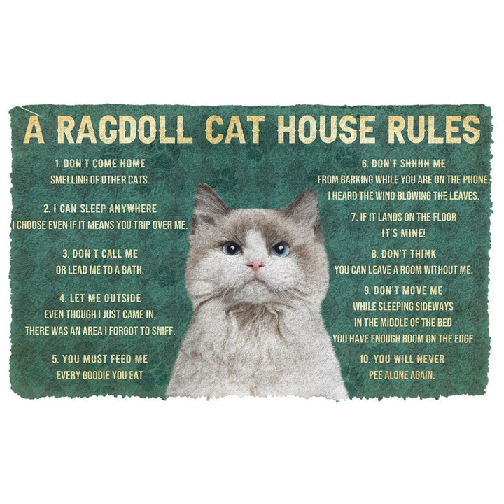 Waybackapparel House Rules Ragdoll Cat 3D Doormat