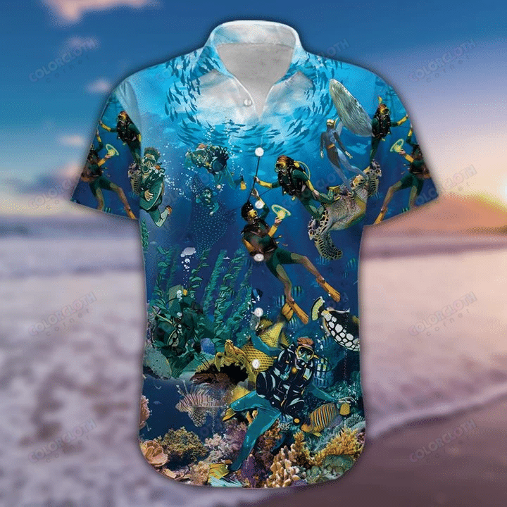 Amazing Blue Scuba Diving Hawaiian Shirts Ha103203