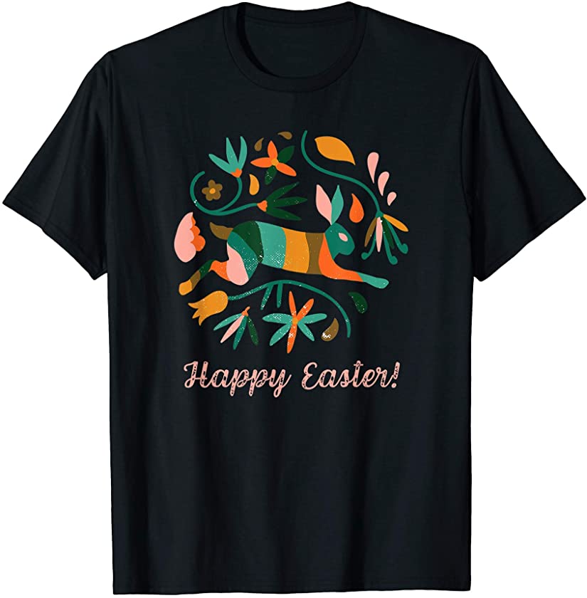 Women’s Distressed Happy Easter Bunny Rabbit Holiday Design T-Shirt