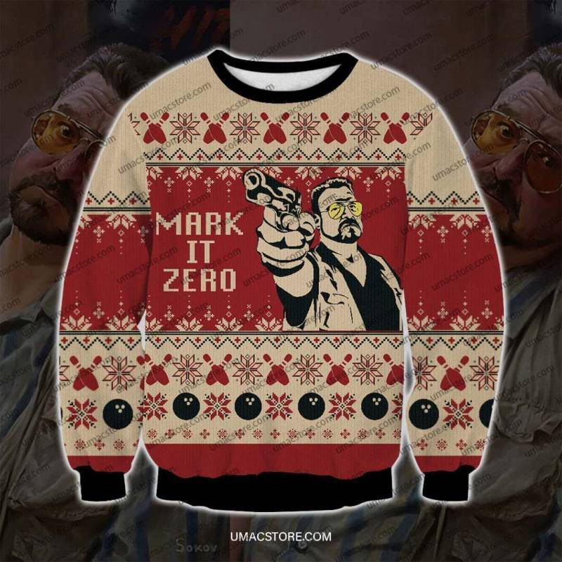 The Big Lebowski Mark It Zero 3D Print Ugly Christmas Sweatshirt