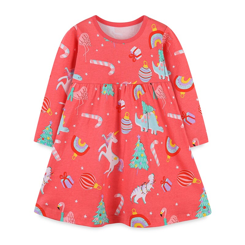 Bumeex New Autumn Girls Dresses for Kids Girls Cotton Long Sleeves Cartoon Print Dress Party Dresses Kids Clothing 2-7 Years Old alx