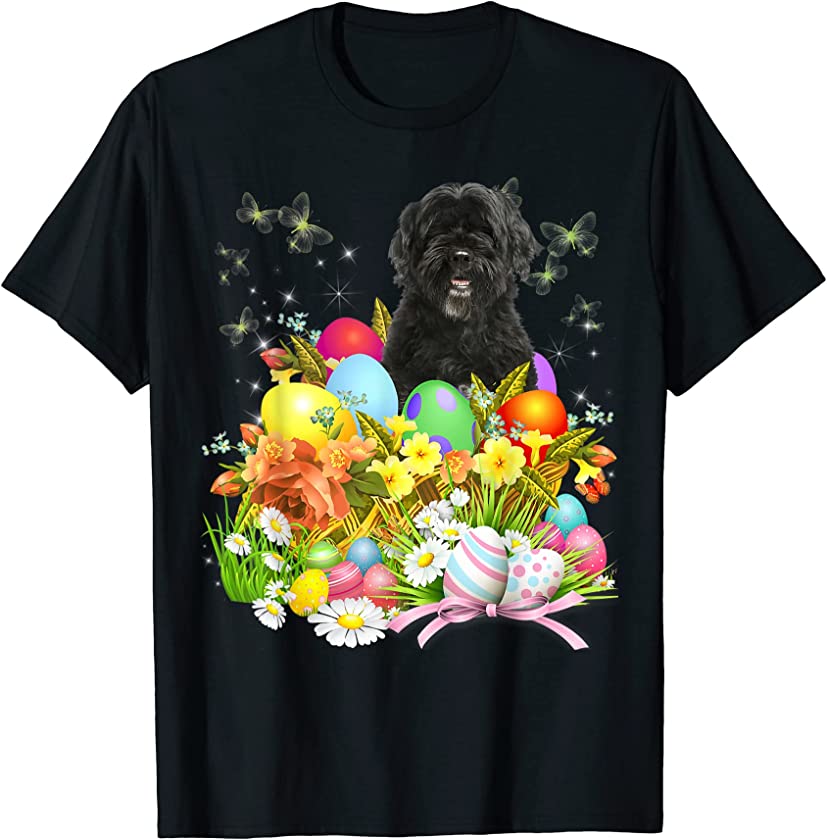 Portuguese Water Dog Bunny Dog With Easter Eggs Basket Cool T-Shirt