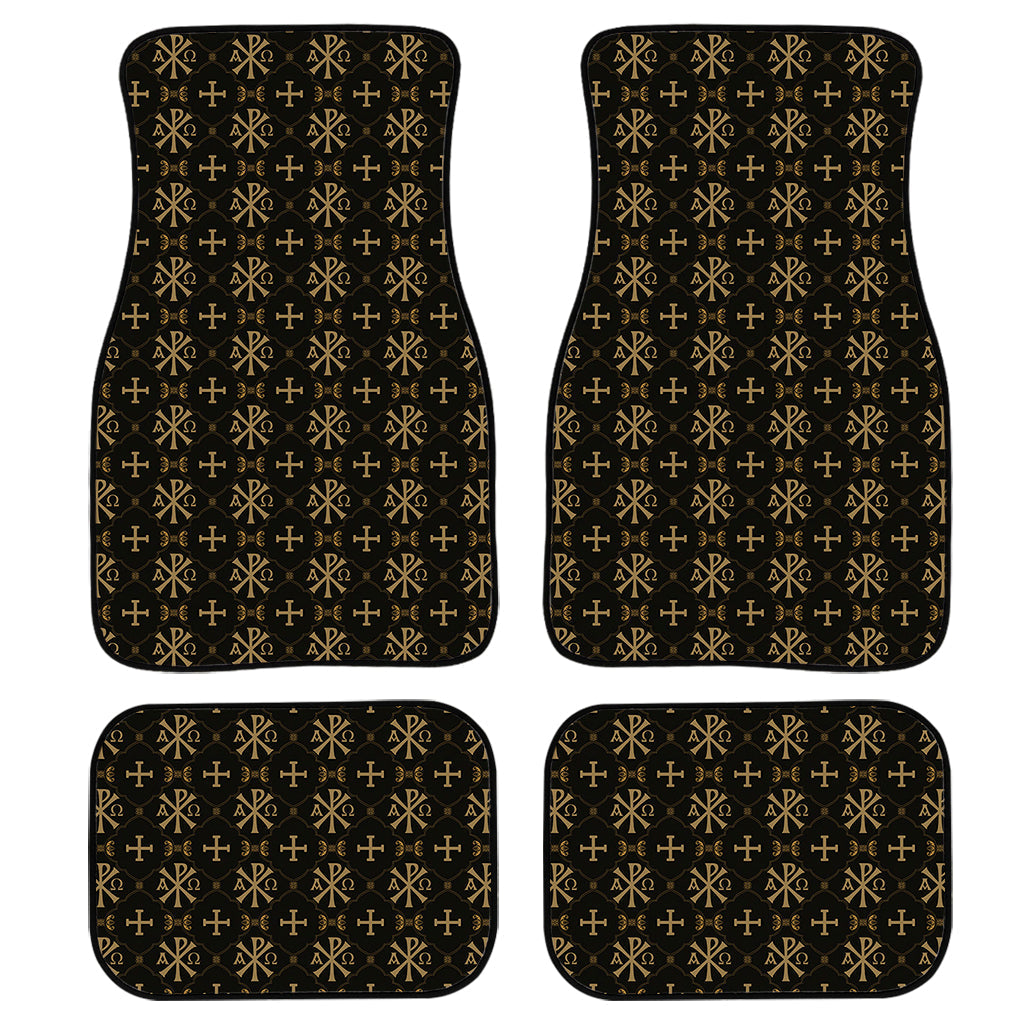 Chi Rho Orthodox Pattern Print Front And Back Car Floor Mats, Front Car Mat