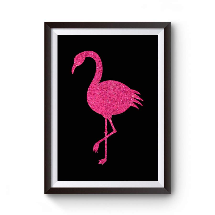 Pink Glitter Flamingo Summer Beach Ocean Florida Animal Poster