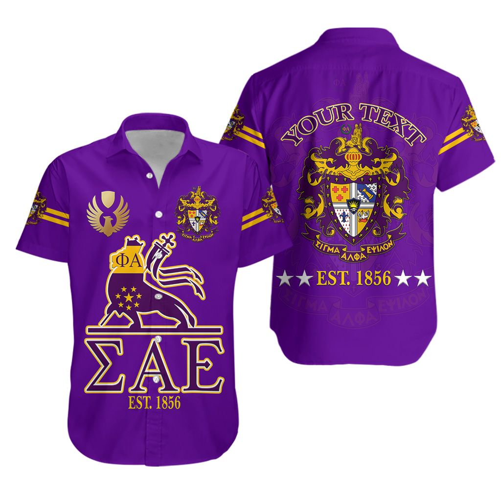 (Custom Personalised) Sigma Alpha Epsilon Sae Hawaiian Shirt Lion Vibes – Purple Lt8