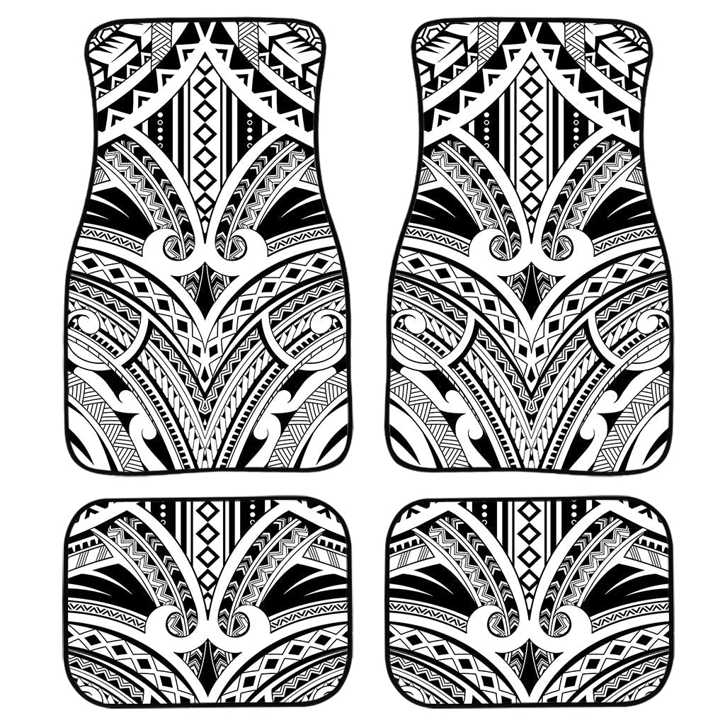 Tribal Maori Polynesian Tattoo Print Front And Back Car Floor Mats, Front Car Mat