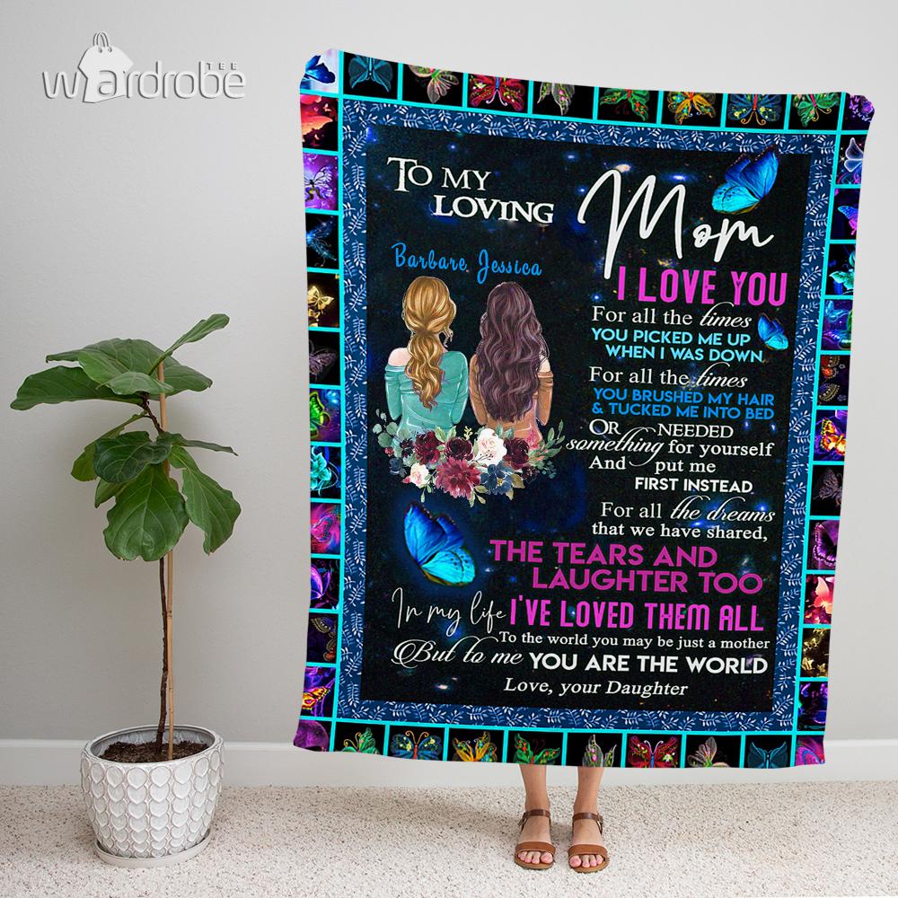 Personalized Mother’s Day Gift Custom Blanket Butterflies From Daughter To My Loving Mom