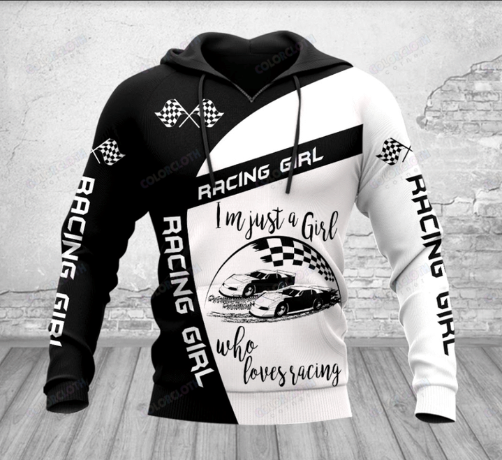 Just A Girl Who Loves Racing – Dirt Track Racing Hoodie TV053265