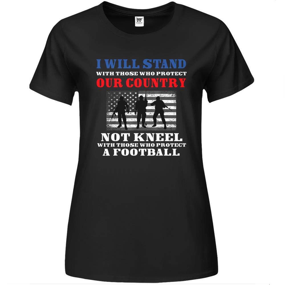 Distressed I Don T Kneel I Stand For The Us Flag Premium Womens Tshirts