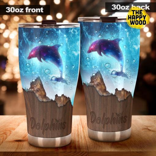 Dolphins Wood Stainless Steel Tumbler