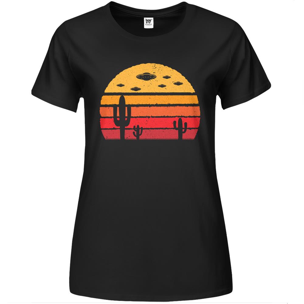 Ufo Alien Retro Desert Extraterrestrial Gift Premium Womens Tshirts