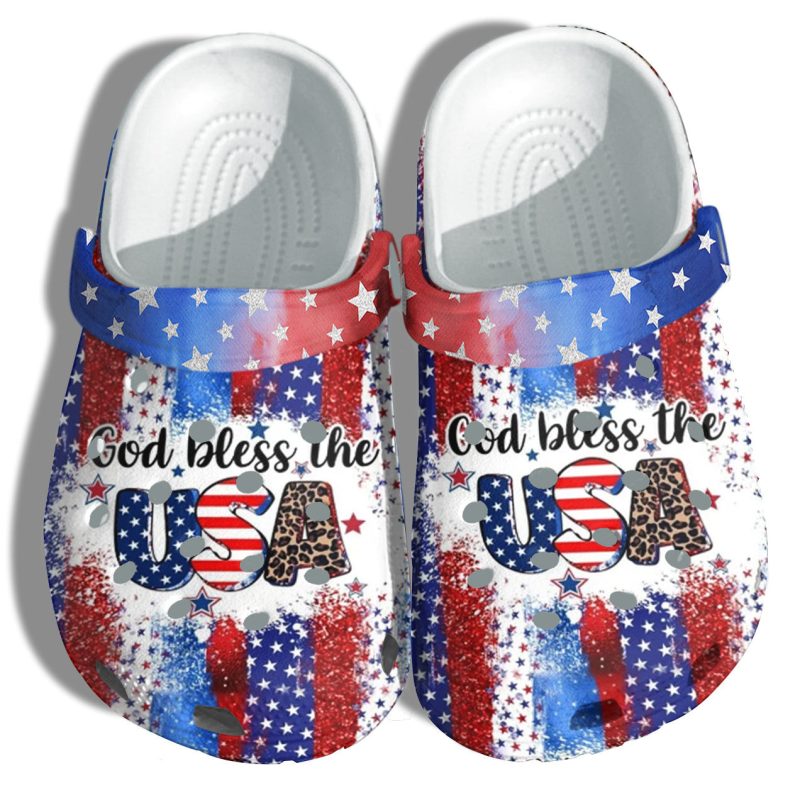 God Bless The Usa Star 4Th Of July Shoes Gift Women – Twinkle Leopard America Flag Shoes Birthday Gift Step Daughter