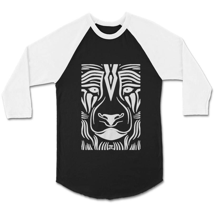 Tribal Lion Maori Native Polynesian Tattoo Art Goa Burning Man Festival Psy Techno Ethnic Boho CPY Unisex 3/4 Sleeve Baseball Tee T-Shirt