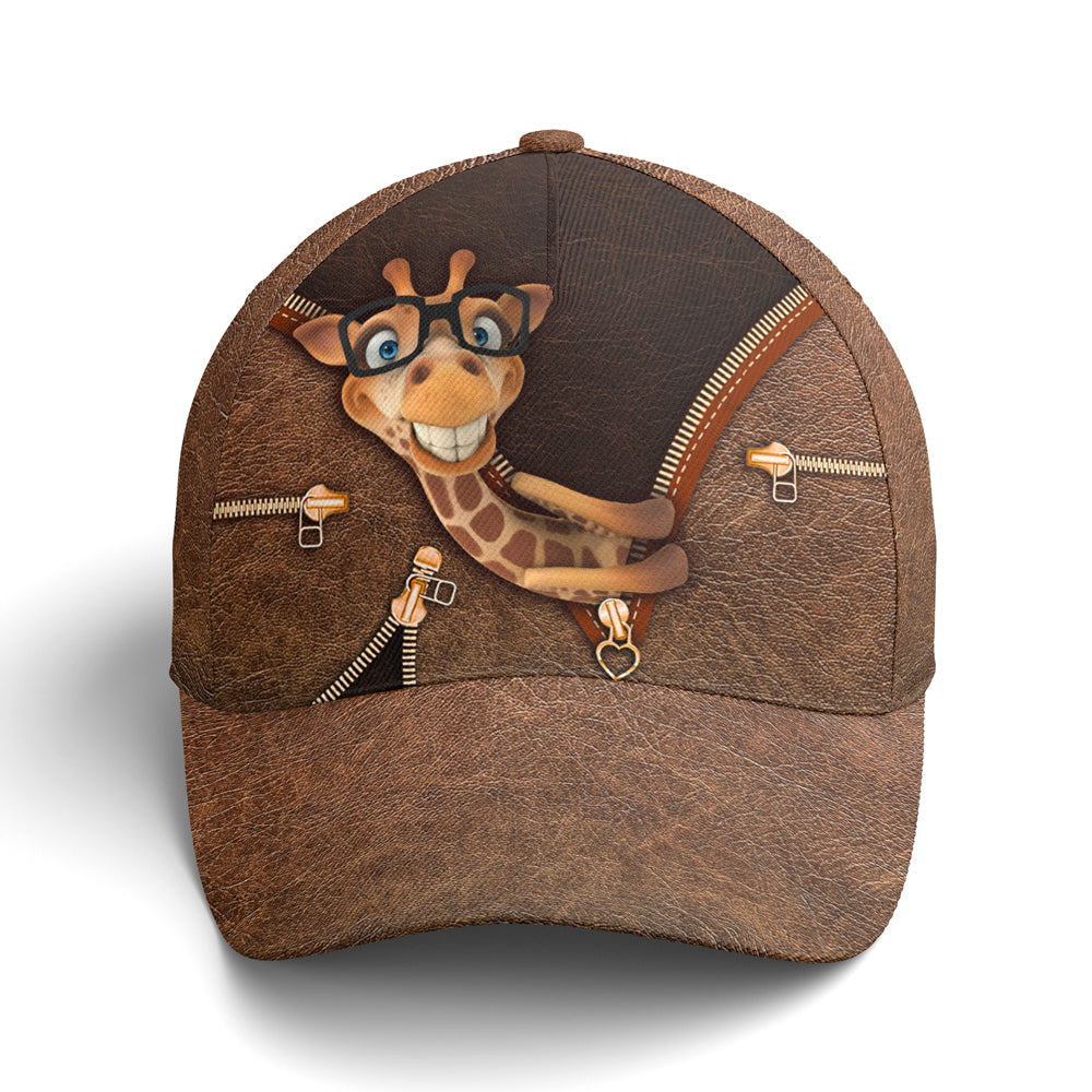 Hilarious Giraffe Leather Style Baseball Cap Coolspod