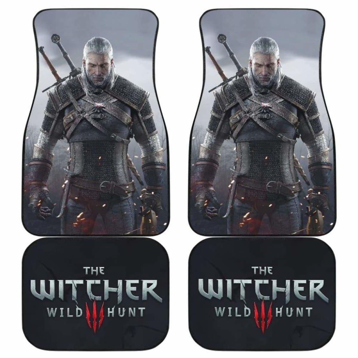 The Witcher 3: Wild Hunt Car Floor Mats Geralt Gaming 3D Universal Fit 051012