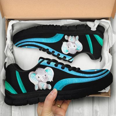 Adorable Elephant Cyan Sneakers Shoes