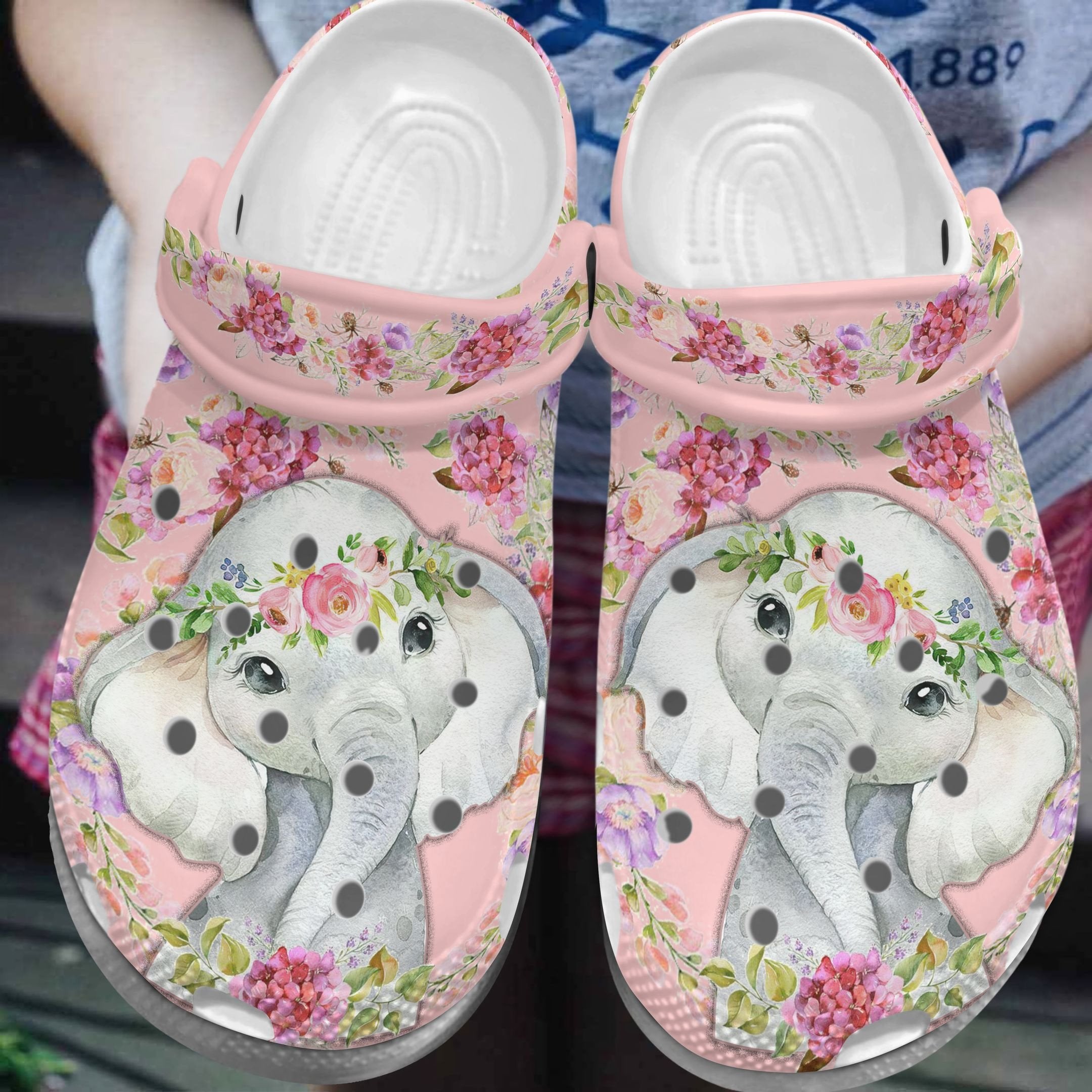 Baby Cute Elephant Shoes – Beautiful Wreath Crocs Clog Birthday Gift – Gigo Smart