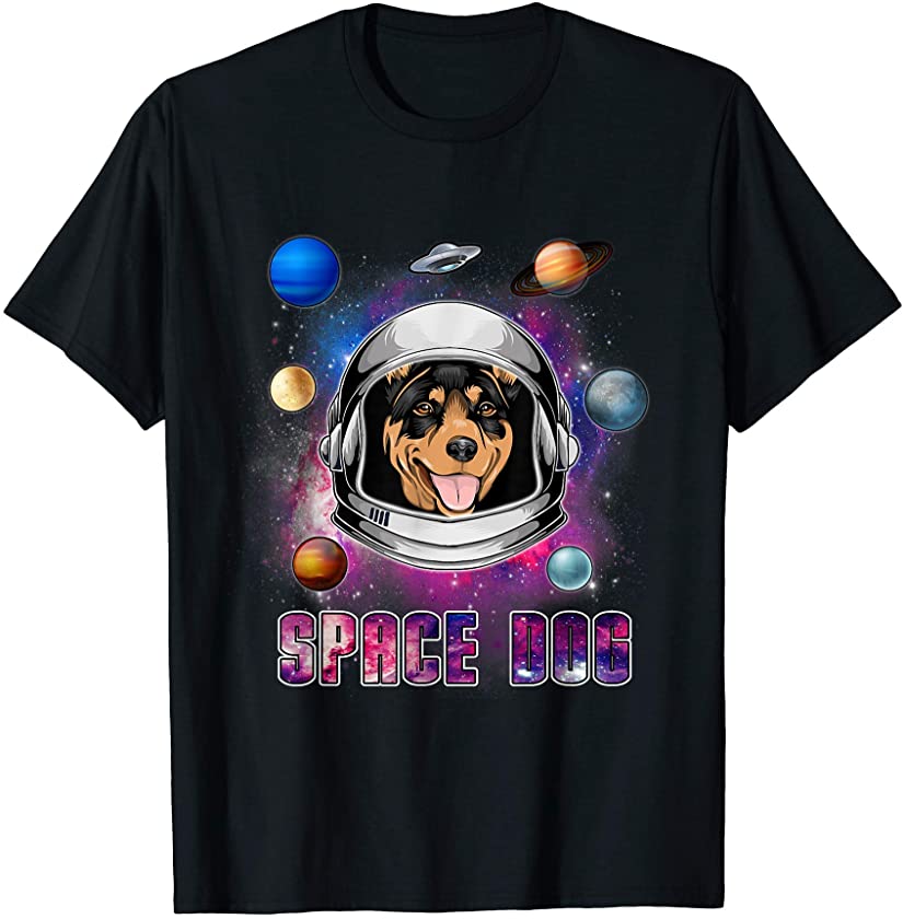 Astronaut Australian Kelpie Dog In Space Galaxy Funny Puppy T-Shirt