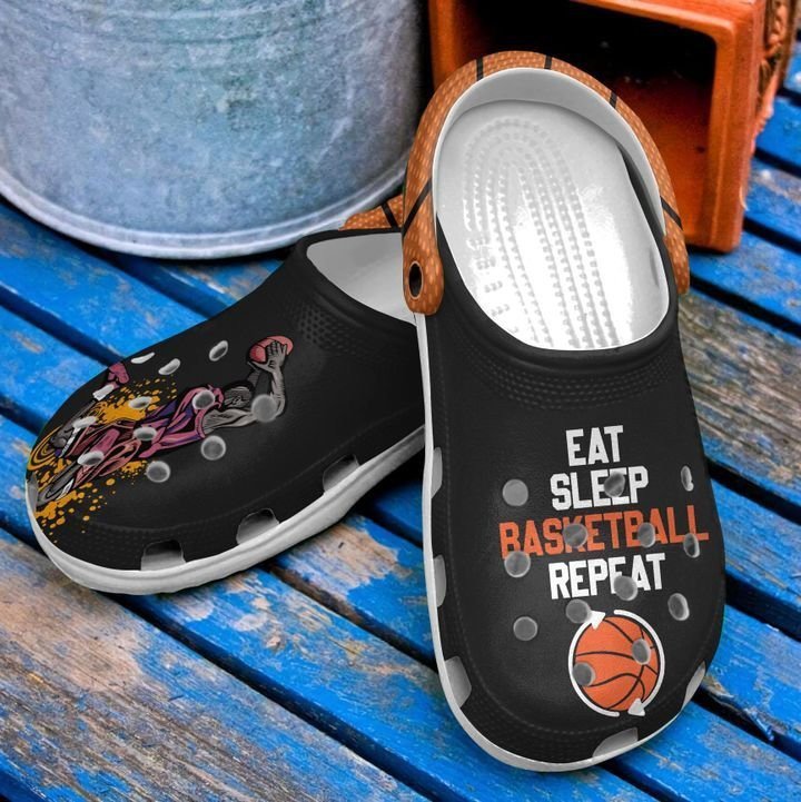 Basketball Eat Sleep Crocs Clog Shoes Basketball Crocs Shirtwrapz