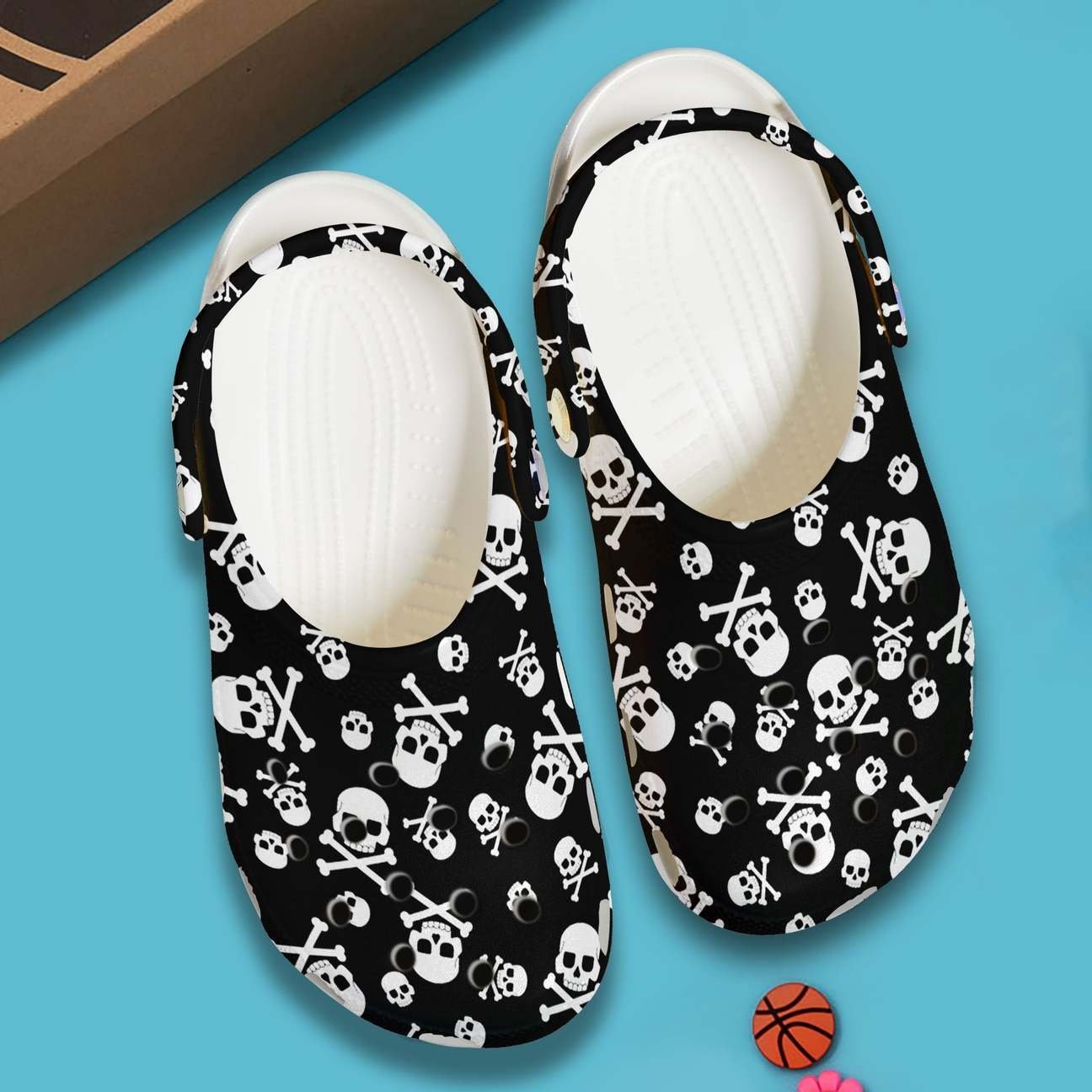 Skull Personalized Clog, Custom Name, Text, Color, Number Fashion Style For Women, Men, Kid, Print 3D Skulls And Bones Pattern