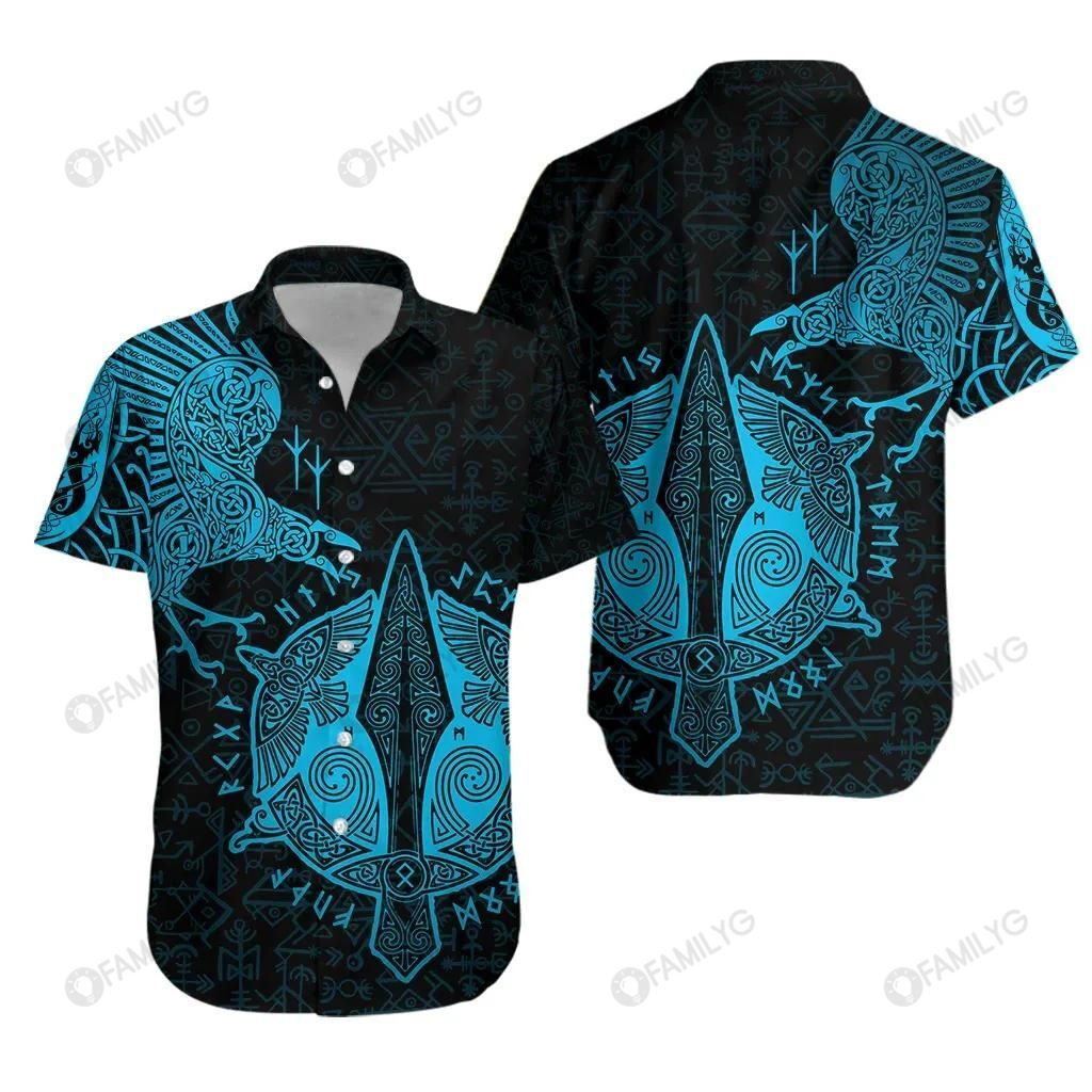 Viking Shirts – Nordic Viking Valhalla Raven Colorful – Viking Hawaiian Shirt Summer Hawaiian For Men, Women, Couple