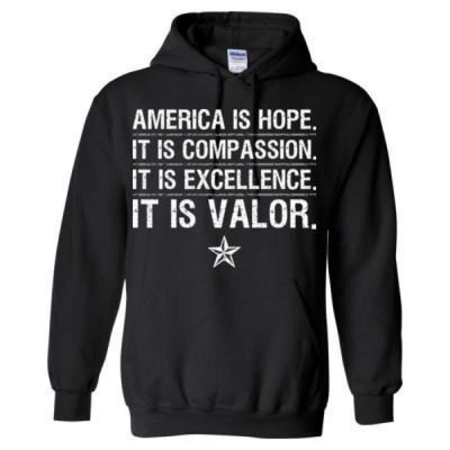 AGR America Is Hope Its Compassion It Is Excellence It Is Valor – Heavy Blend™ Hooded Sweatshirt