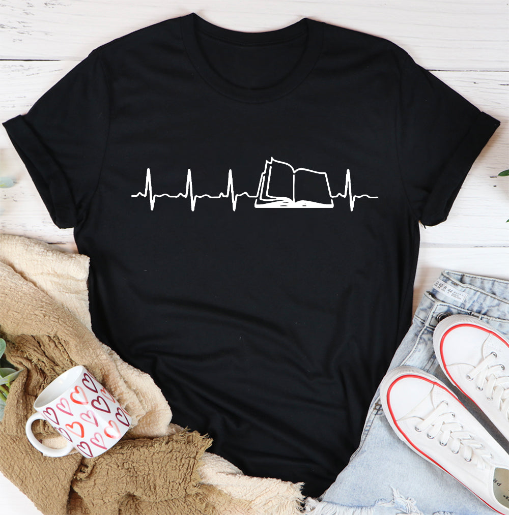 Book Heart Pulse Heart Beat Gift For Book Lovers Standard/Premium T-Shirt Hoodie