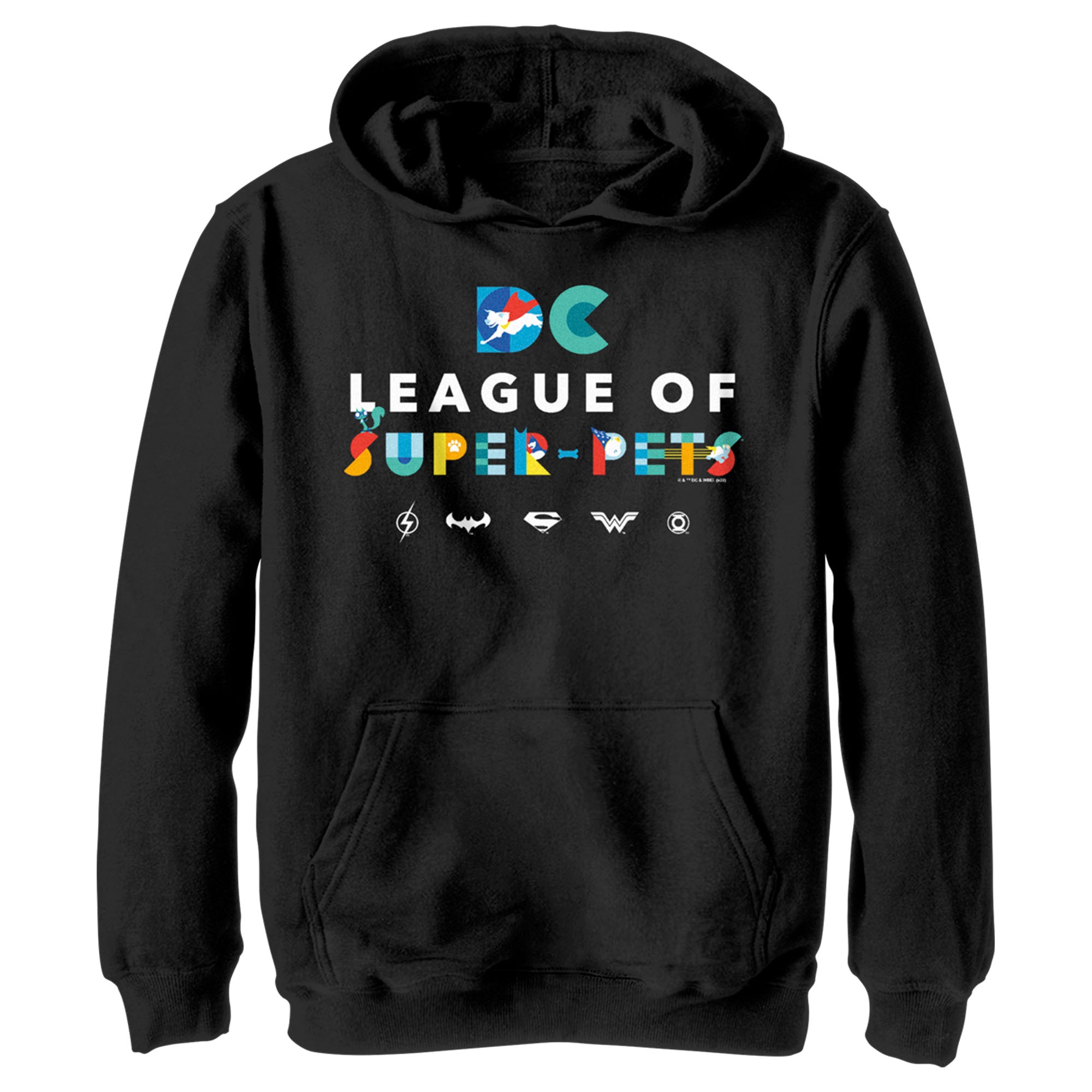 Boy’S Dc League Of Super-Pets Colorful Title Pull Over Hoodie