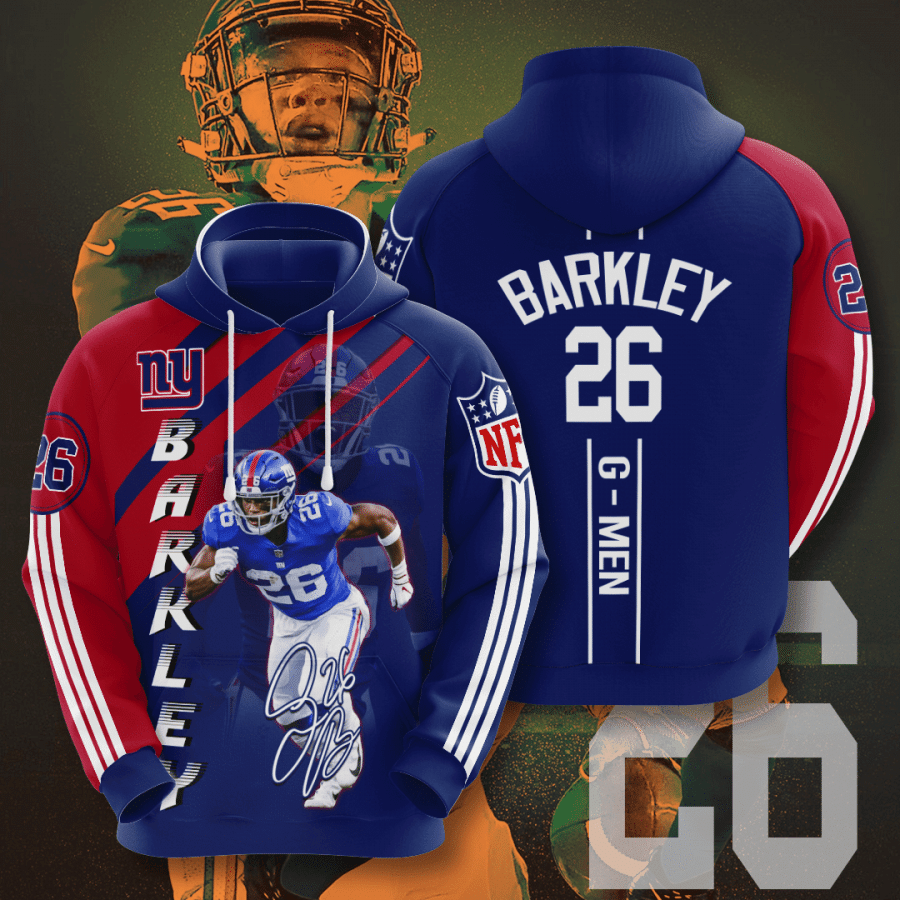 New York Giants Saquon Barkley 3D Pullover Hoodie, Bomber Jacket, Sweatshirt, T-Shirt