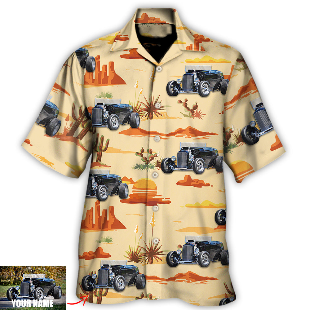 Hot Rod Vintage Landscape Cowboy Custom Photo Hawaii Shirt Ha43252