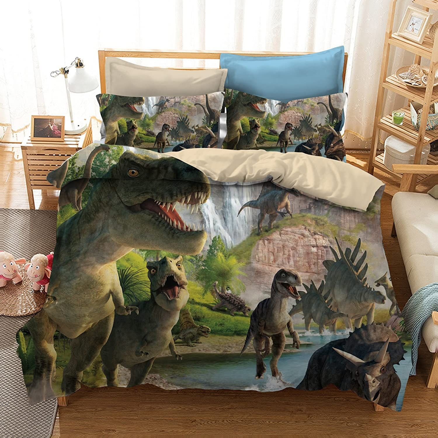 3D Dinosaur World Personalized Name Duvet Cover Bedding Set