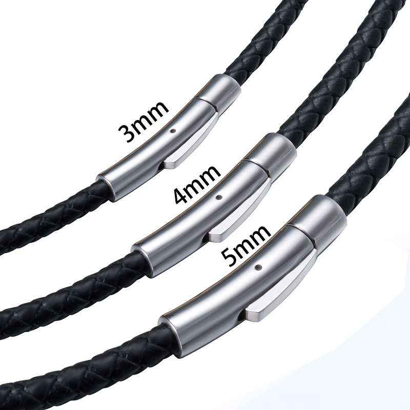 3/4/5mm Black Leather Necklaces for Men Women Choker Braided Genuine Leather Necklace Cord Stainless Steel Magnetic Clasp alx