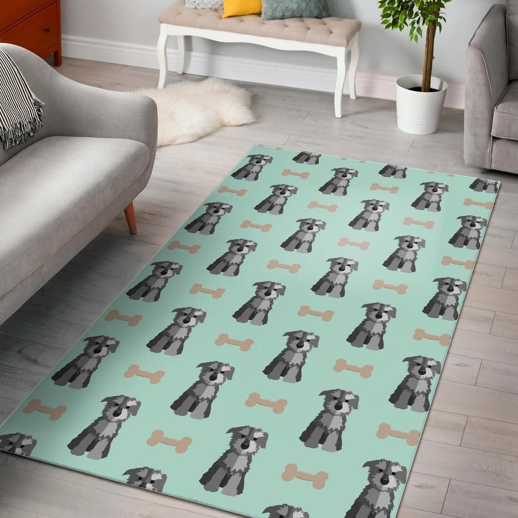 Schnauzer Dog Puppy Print Pattern Area Rug, Carpet Titles